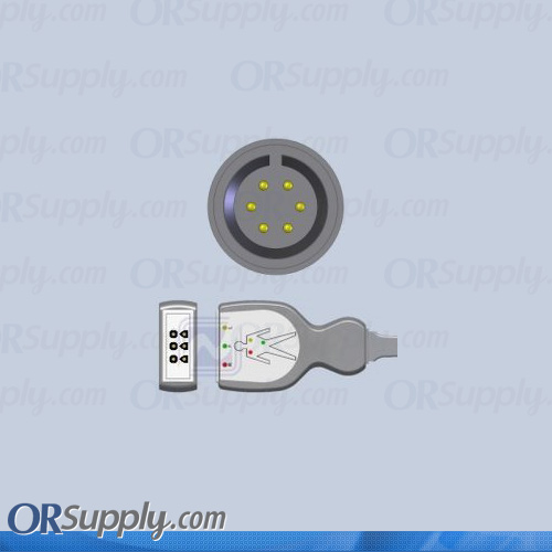 3-Lead ECG Cable with 6-Pin Monitor Connector and Tru-Link IEC Patient Connectors