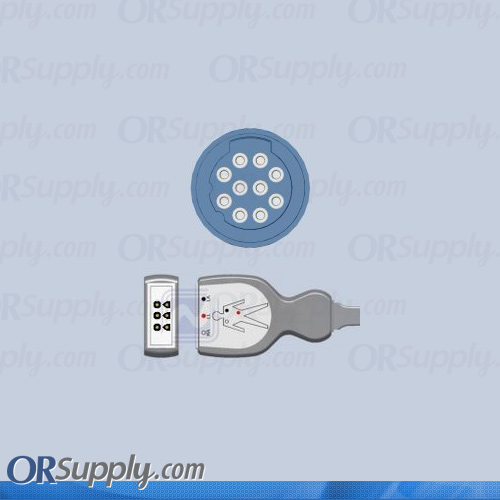 3-Lead ECG Cable with 10-Pin Female Monitor Connector and Tru-Link AHA Patient Connectors
