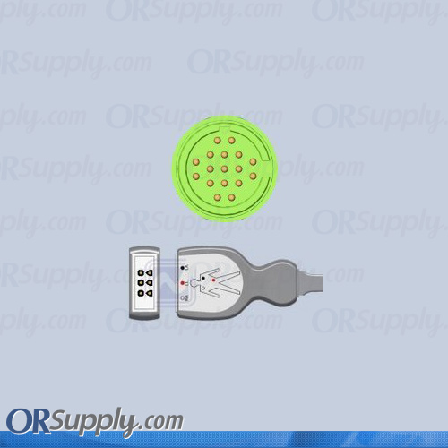3-Lead ECG Cable with SpaceLabs Monitor Connector and Tru-Link AHA Patient Connectors