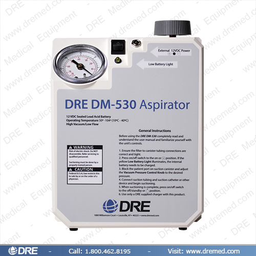 DRE DM-530 Portable Aspirator with Battery Backup